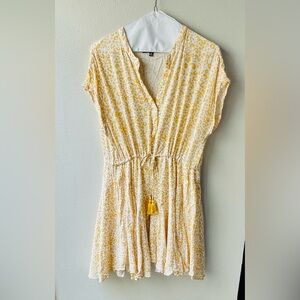 Aakaa Yellow Leopard Print Boho Mini Dress – Flowy & Lightweight
 Size Small